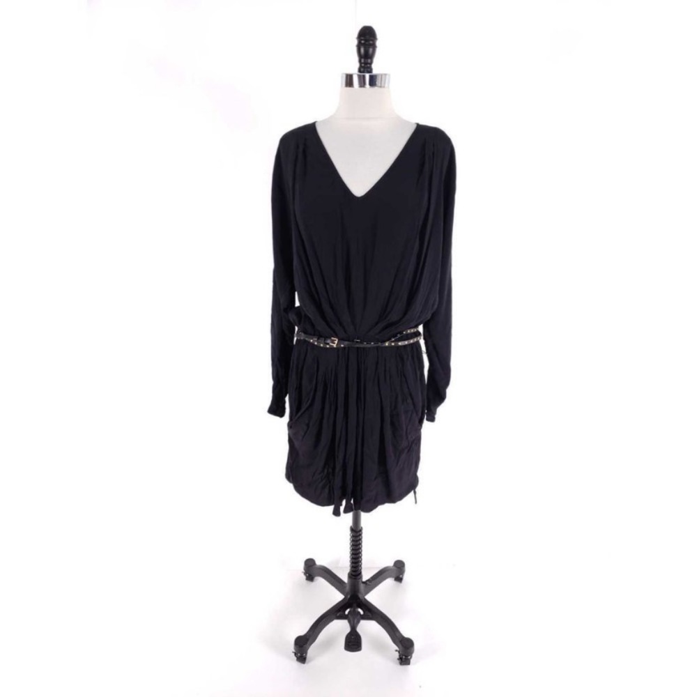 Rebecca Taylor Black longsleeved belted dress